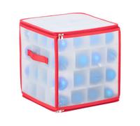 Relaxdays 2 x boîtes de Rangement pour Boules de Noël, 64 Compartiments, H x L x P : 31 x 30 x 30 cm, Transparent/Rouge