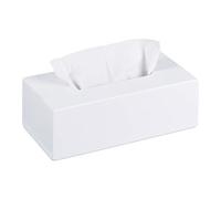 Relaxdays 2X Boîtes à mouchoirs, Distributeurs lingettes Salle de Bains, Cuisine, Bois Bambou, HLP : 7,5 x 24 x 12 cm, Blanc