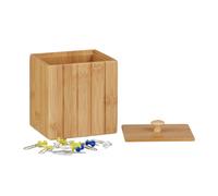 Relaxdays 2X Boîtes de Rangement Bambou Couvercle boîte en Bois Rangement Cuisine Bijoux HxlxP: 11,5 x 10 x 8 cm, Nature