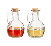 Relaxdays bouteille huile et vinaigre lot de 2, avec bouchon de liège, rond pour huile & vinaigre, 180 ml, transparent