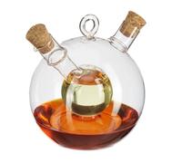 Relaxdays 2X Bouteilles Huile et vinaigre, 2 en 1, avec Bouchon de liège, vinaigre et Huile en Un, 375 et 50 ML, Transparent