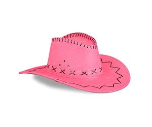 Relaxdays 2x Chapeau cowboy, Chapeau occidental, pour adulte, style far ouest, carnaval, chapeau de carnaval, rose