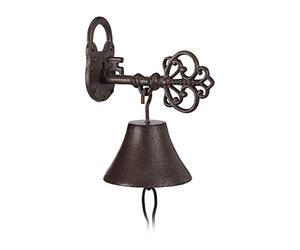 Relaxdays 2X Cloches Porte Sonnette Fonte t Cadenas, Charme nostalgique, pour Maison et Jardin, Rustique, Brun Rouille