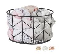 Relaxdays 2x Corbeille fil de fer, Panier métal, rangement vêtement Accessoires, cosmétiques, HxD: 12,5 x 22 cm, noir