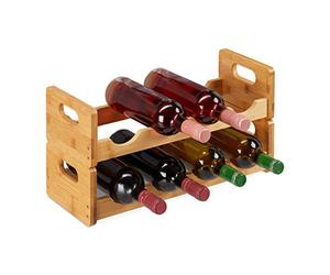 Relaxdays 2X étagère à vins, Armoire à vin pour 8 Bouteilles, Horizontale, Etagère Bambou, HLP 24 x 47 x 18 cm, Naturelle