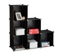 Relaxdays 2x Étagère escalier 6 compartiments noir