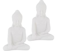 relaxdays 2x Figure de Bouddha blanc 17 cm