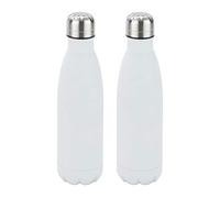 Relaxdays 2X Gourde INOX Bouteille Eau Acier Inoxydable 0,5 Litre Isotherme Froid Chaud, Blanc