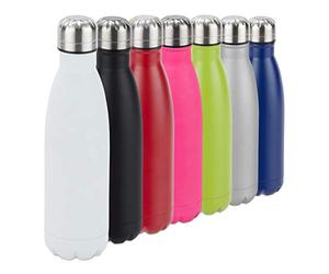 Relaxdays 2X Gourde INOX Bouteille Eau Acier Inoxydable 0,5 Litre Isotherme Froid Chaud, Blanc