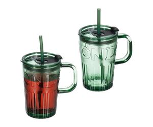 Relaxdays 2x jarres, chacun ayant une paille