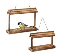 relaxdays 2x Mangeoire pour oiseaux en bois