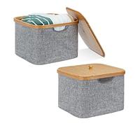 relaxdays 2 x Panier de rangement tissu gris