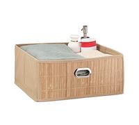 Relaxdays 2X paniers de Rangement en Bambou, Corbeille de Salle de Bain carrée, boîte Plate, 14 x 31 x 31 cm, Pliante, Nature