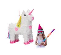 Relaxdays 2X Pinata Licorne à Suspendre Enfants à remplir Anniversaire décoration HxlxP: 47 x 43 x 13 cm, Blanc-Rose