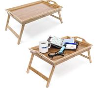 relaxdays 2x plateau de lit en bambou laqué pliable