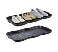 Relaxdays 2X Plateaux égouttoir pour 6 Bottes et Chaussures bac Noir en Plastique égouttoir HxlxP: 3 x 75 x 38 cm, Noir