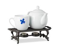 Réchauffe Plat, en Lot de 2, Chauffe-Plat réchaud Fonte Bougie théière café antiquités HxlxP: 8,5 x 30 x 13,5 cm, Marron