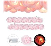 relaxdays 2x Roses Guirlande lumineuse rose