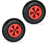 relaxdays 2x roue de brouette 3.50-6 en noir/rouge