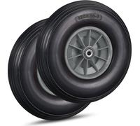 relaxdays 2x roue de brouette PU 4.00-6 noir-gris