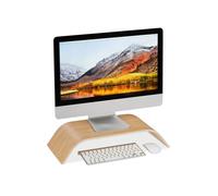 Relaxdays 2x Support pour moniteur bambou, Rehausseur d’écran bureau arrondi, ergonomique, HLP 10x52,5x24 cm, naturel