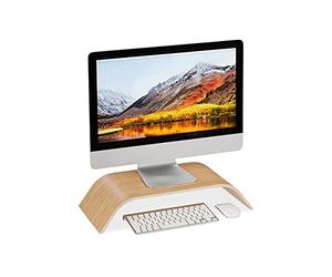 Relaxdays 2X Support pour Moniteur Bambou, Rehausseur d’écran Bureau Arrondi, Ergonomique, HLP 10x52,5x24 cm, Naturel