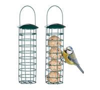 Relaxdays Support à Boules de Graisse pour Oiseaux Sauvages, lot 2, Suspendre, métal, H x D : 31 x 8,5 cm, Vert foncé
