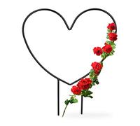 Relaxdays 2X Supports Plantes en Forme de cœur, tuteur pour végétaux d’intérieur en Pot, HxLxP 32 x 25 x 0,5 cm, Arceau, Noir