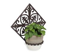 Relaxdays 2X Supports Pot de Fleurs Mural Antique, Fonte, décoration Jardin, Porte Plantes Mural extérieur, Ø 13,5 cm, Brun
