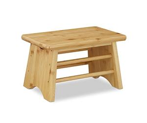 Relaxdays 2X Tabouret, Bambou, Jusqu’à 100 kg, escabeau, siège Enfants Salle de Bain, Repose-Pieds 20x33x21,5 cm, Nature