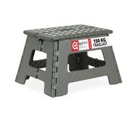 Relaxdays 2X Tabourets pliants, Taille M, Portable, escabeau de Salle de Bain, 120 kg, Plastique, 22 cm de Haut, Gris Clair