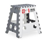 Relaxdays 2x tabourets pliants bas XL gris-blanc