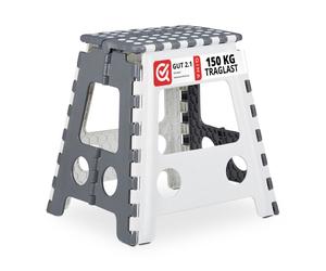 Relaxdays 2x tabourets pliants bas XL gris-blanc