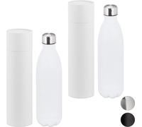 relaxdays 2x Thermo Gourde 1 litre blanc
