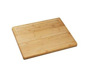 Relaxdays 2xPlanche à Découper Bambou, antibactérien, Rigole à Jus, Billot Plan de Travail Cuisine, 2x56,5x50 cm, Nature