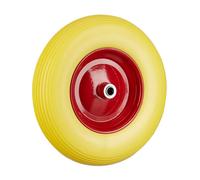 Relaxdays Lot de 2 Roues de brouette 4.80 4.00-8, Roue en Caoutchouc, Roue de Secours, Jante, Diable 100 kg Charge, Jaune/Rouge