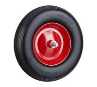 Relaxdays Lot de 2 Roues de brouette Caoutchouc, Rechange avec axe, 4.80 4.00-8, Caoutchouc polyuréthane essieu 100 kg, Rouge/Noir