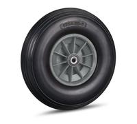 Relaxdays Lot de 2 Roues de brouette Caoutchouc 4.00-6, de Rechange axe, increvable, essieu, 3 adaptateurs, 100 kg, Gris/Noir