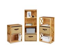 Relaxdays 3 étagères bambou avec panier