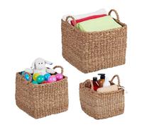 relaxdays Set de 3 paniers de rangement en jonc de mer