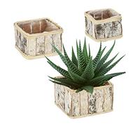 Relaxdays 3 Pots de Fleurs rectangulaires, chacun avec Une Taille différente & 1 Film, intérieur/extérieur, Blanc/Nature