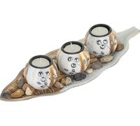 relaxdays 3 supports ronds pour bougies à chauffe-plat avec plateau
