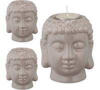 relaxdays 3 x Bouddha Porte-bougies à chauffe-plat