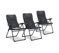 relaxdays 3 x chaise de camping rembourrée