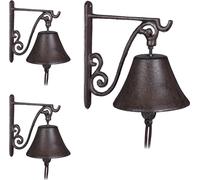 relaxdays 3 x Cloche de porte en fonte antique