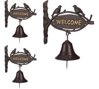 relaxdays 3 x Cloche de porte en fonte WELCOME