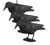 relaxdays 3 x Effaroucheur de pigeons corbeau assis