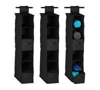 relaxdays 3 x Étagère suspendue Armoire à vêtements noire