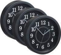 relaxdays 3 x horloge murale ronde 20cm noire