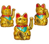 relaxdays 3 x Maneki Neko chat d'angle 16 cm